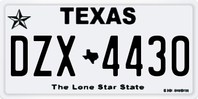 TX license plate DZX4430