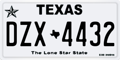 TX license plate DZX4432