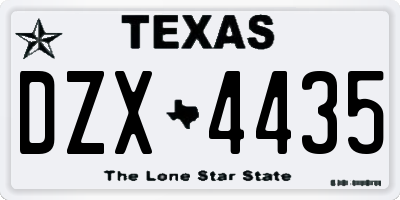 TX license plate DZX4435