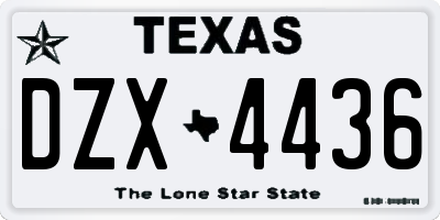 TX license plate DZX4436