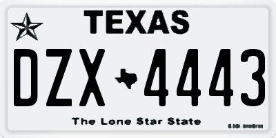 TX license plate DZX4443