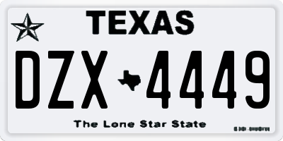 TX license plate DZX4449