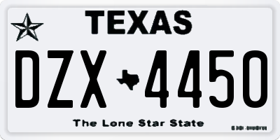 TX license plate DZX4450
