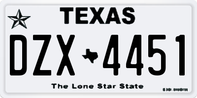 TX license plate DZX4451
