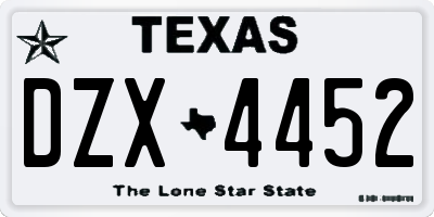 TX license plate DZX4452