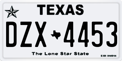 TX license plate DZX4453