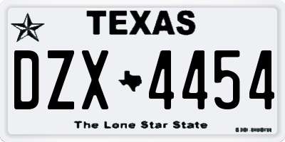 TX license plate DZX4454