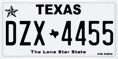 TX license plate DZX4455