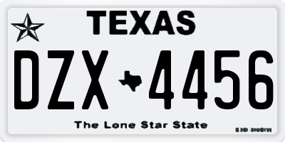 TX license plate DZX4456