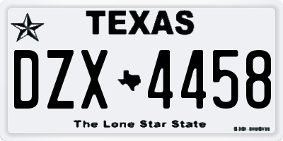 TX license plate DZX4458