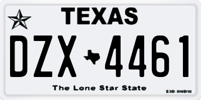 TX license plate DZX4461