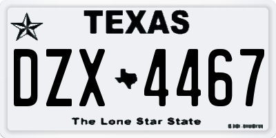 TX license plate DZX4467