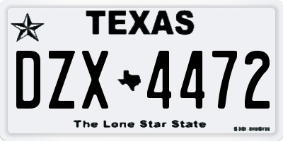 TX license plate DZX4472