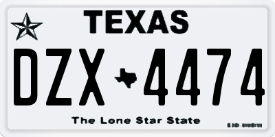 TX license plate DZX4474