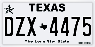 TX license plate DZX4475