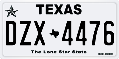 TX license plate DZX4476