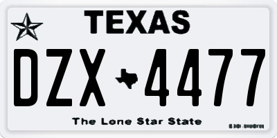 TX license plate DZX4477