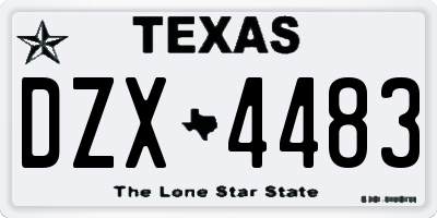 TX license plate DZX4483