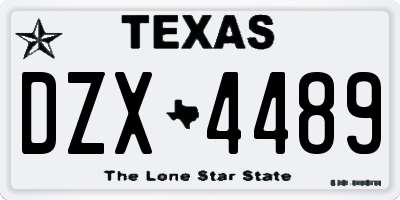 TX license plate DZX4489