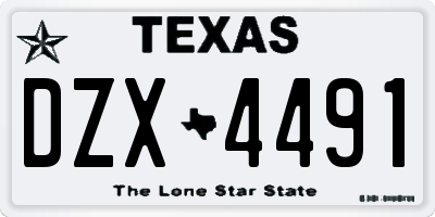 TX license plate DZX4491