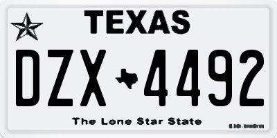 TX license plate DZX4492