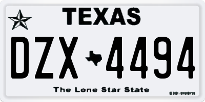TX license plate DZX4494