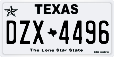 TX license plate DZX4496