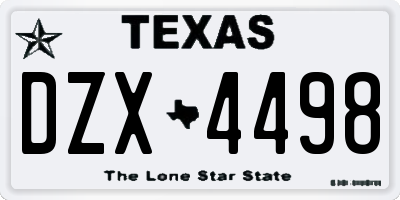 TX license plate DZX4498