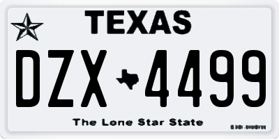 TX license plate DZX4499