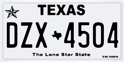 TX license plate DZX4504