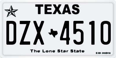 TX license plate DZX4510