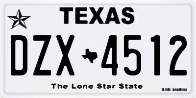TX license plate DZX4512