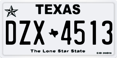 TX license plate DZX4513