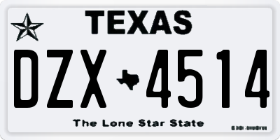 TX license plate DZX4514