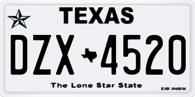 TX license plate DZX4520