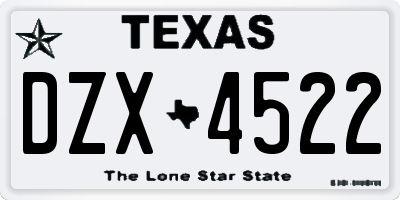 TX license plate DZX4522