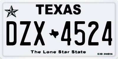 TX license plate DZX4524