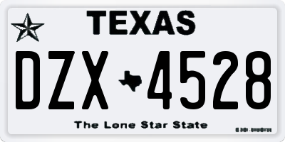 TX license plate DZX4528