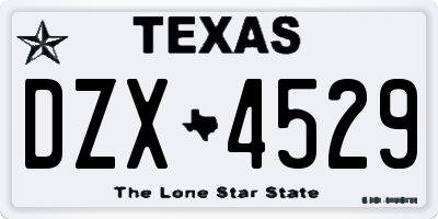 TX license plate DZX4529