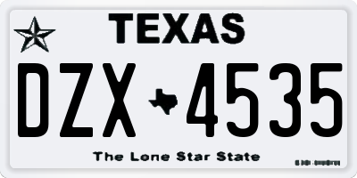 TX license plate DZX4535