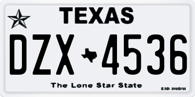 TX license plate DZX4536