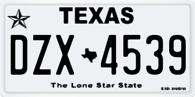 TX license plate DZX4539