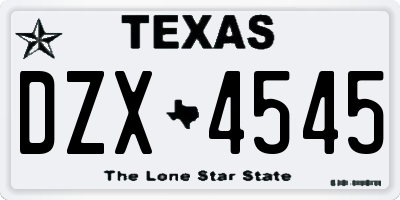TX license plate DZX4545