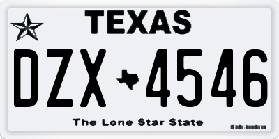 TX license plate DZX4546