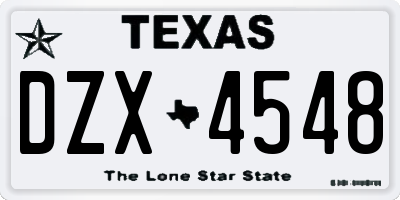 TX license plate DZX4548