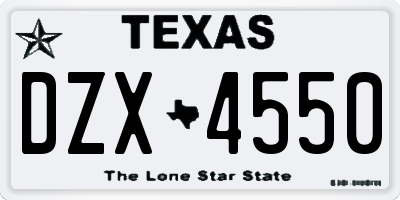 TX license plate DZX4550