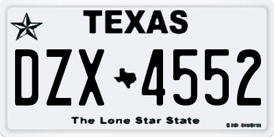 TX license plate DZX4552