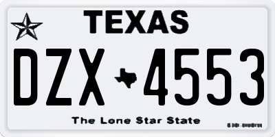 TX license plate DZX4553