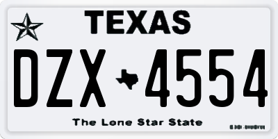 TX license plate DZX4554