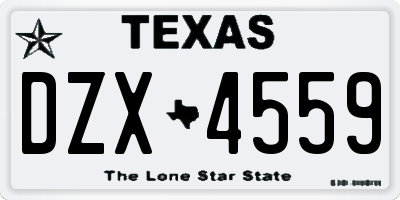 TX license plate DZX4559